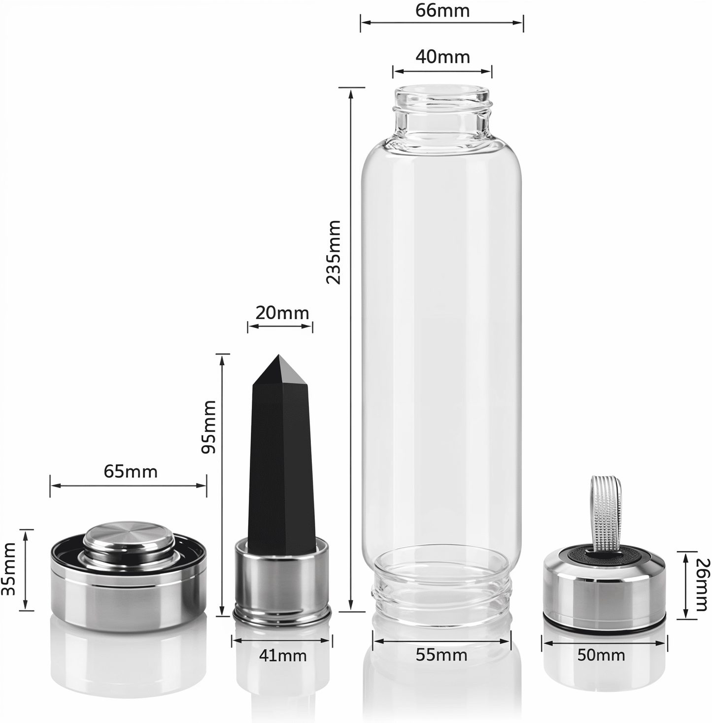 Essence - NoirWell Crystal Water Bottle | Obsidian-Infused for Mindful Hydration - Essence