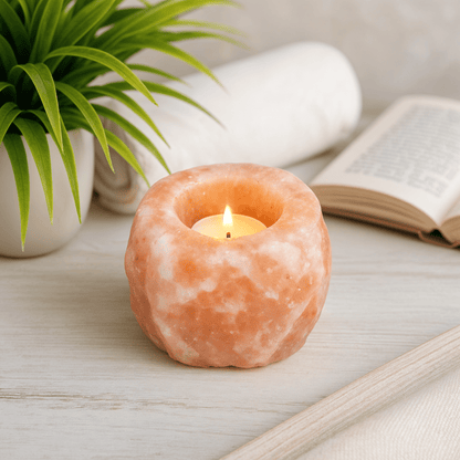 Essence - GlowNest Salt Candle Holder | Hand-Carved Himalayan Candle Holder - Essence